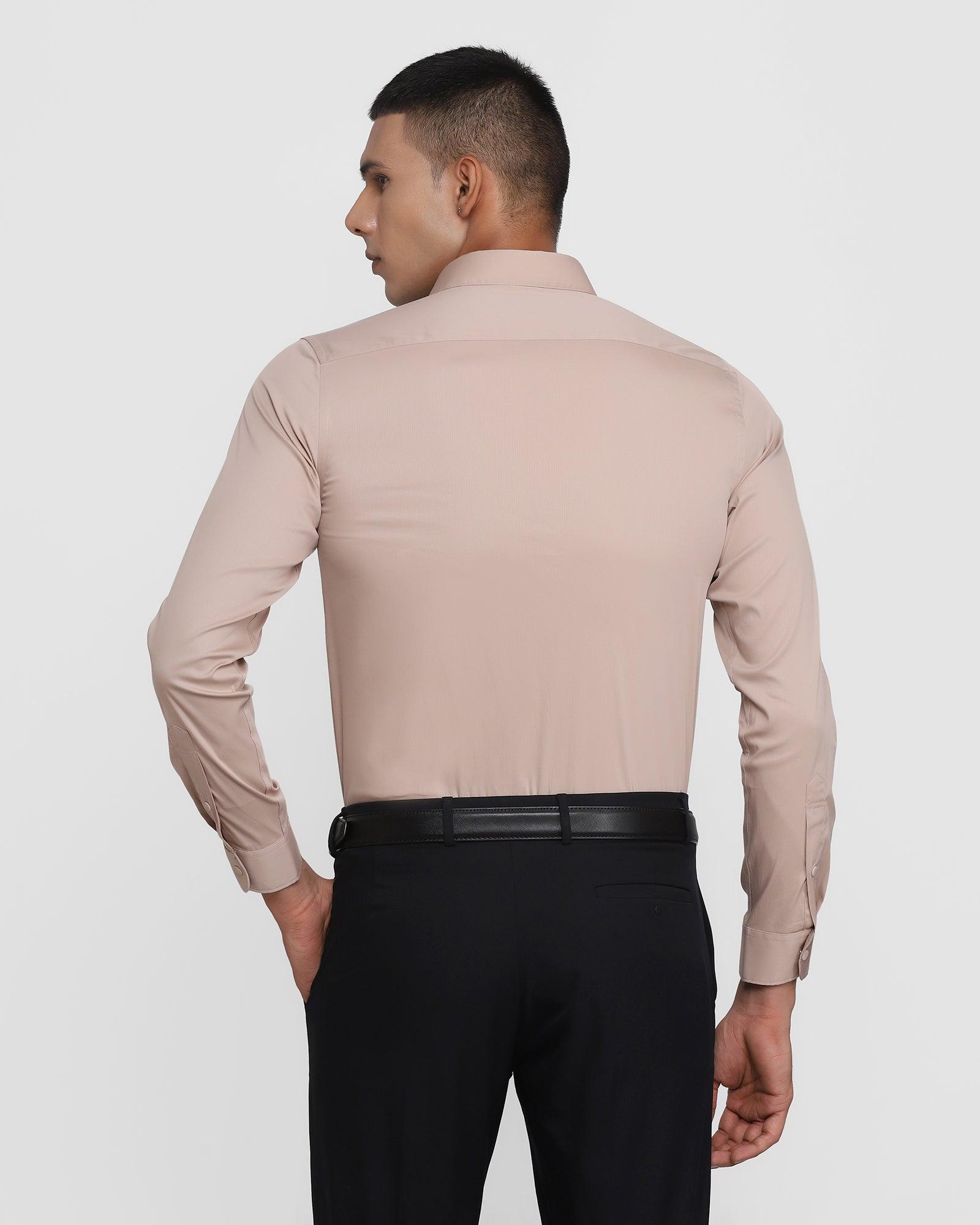TechPro Formal Beige Solid Shirt - Cloud
