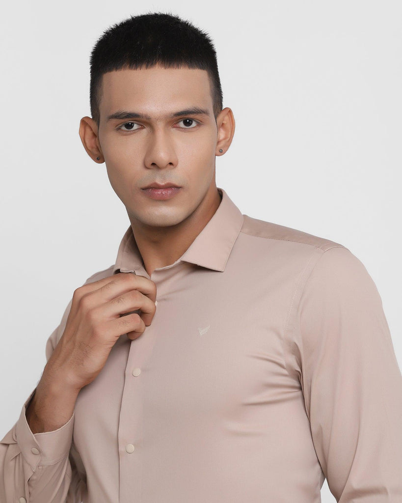 TechPro Formal Beige Solid Shirt - Cloud