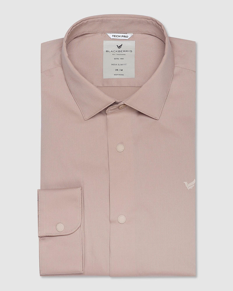 TechPro Formal Beige Solid Shirt - Cloud