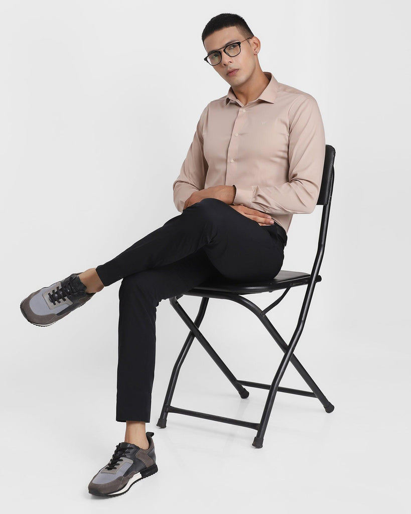 TechPro Formal Beige Solid Shirt - Cloud