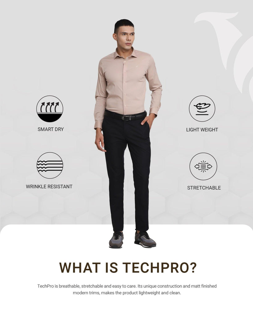 TechPro Formal Beige Solid Shirt - Cloud