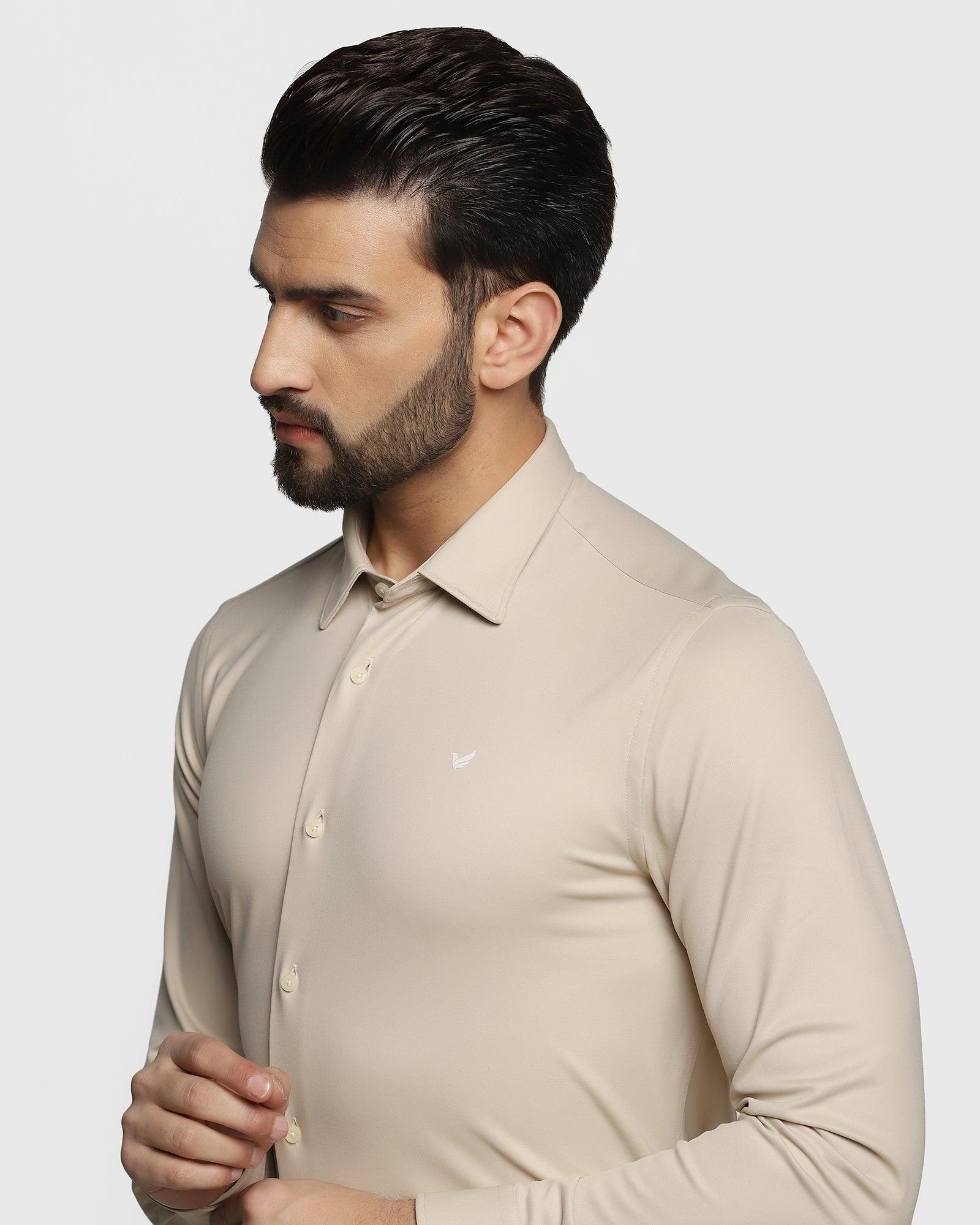 TechPro Formal Beige Solid Shirt - Payback