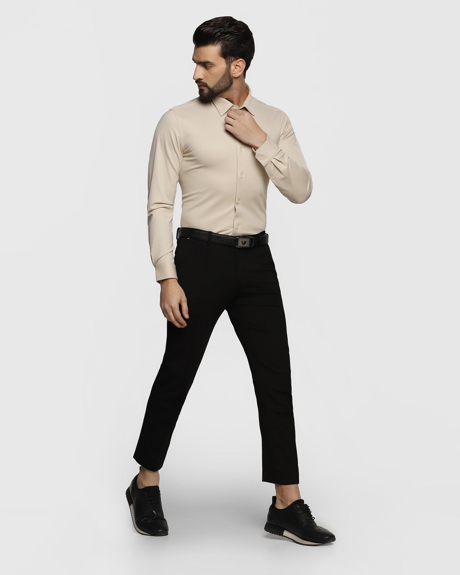 TechPro Formal Beige Solid Shirt - Payback