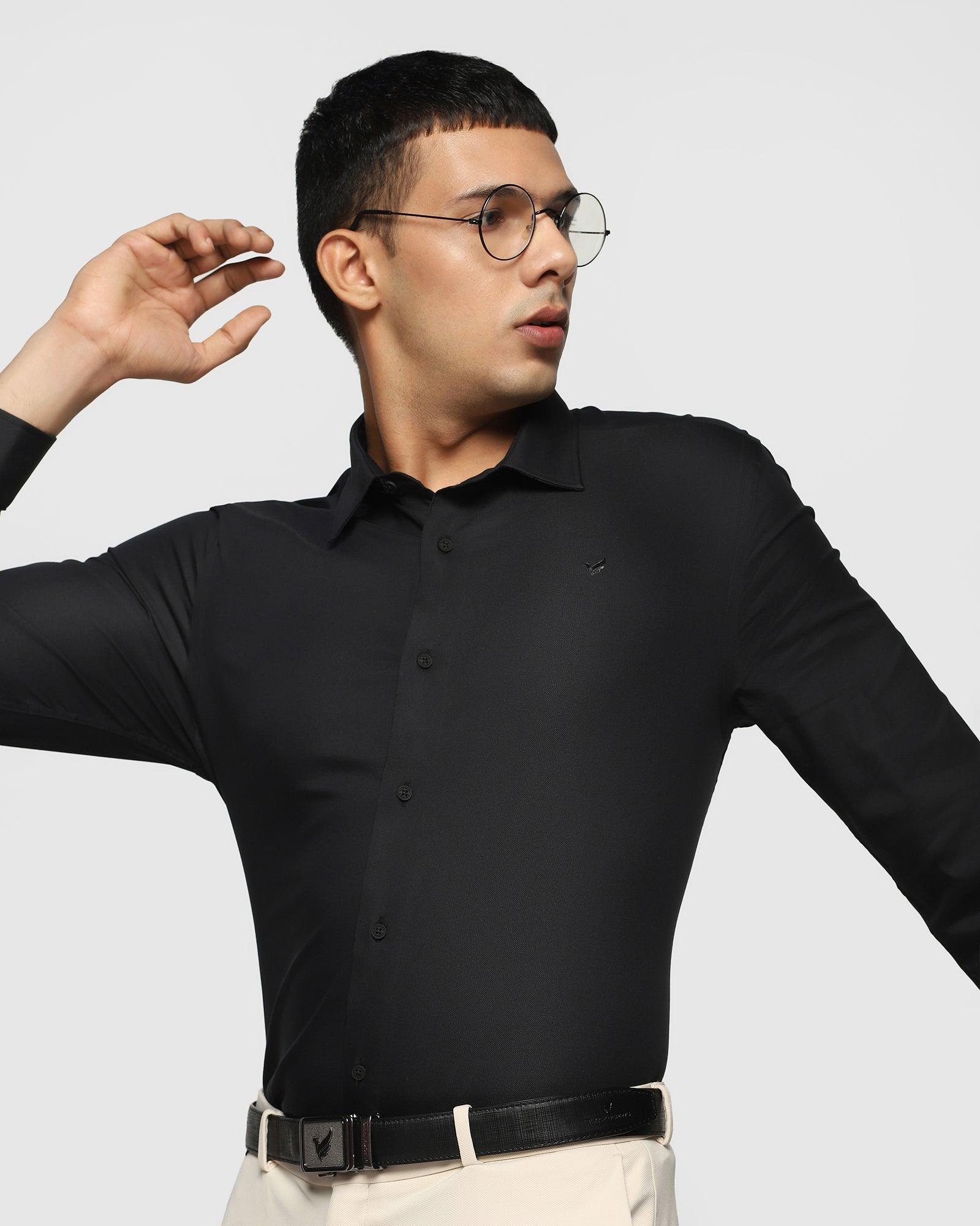 TechPro Formal Black Solid Shirt - Tartan