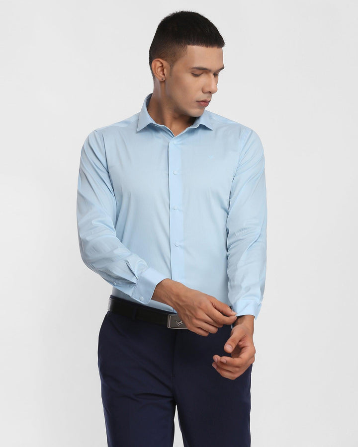 TechPro Formal Blue Solid Shirt - Cloud