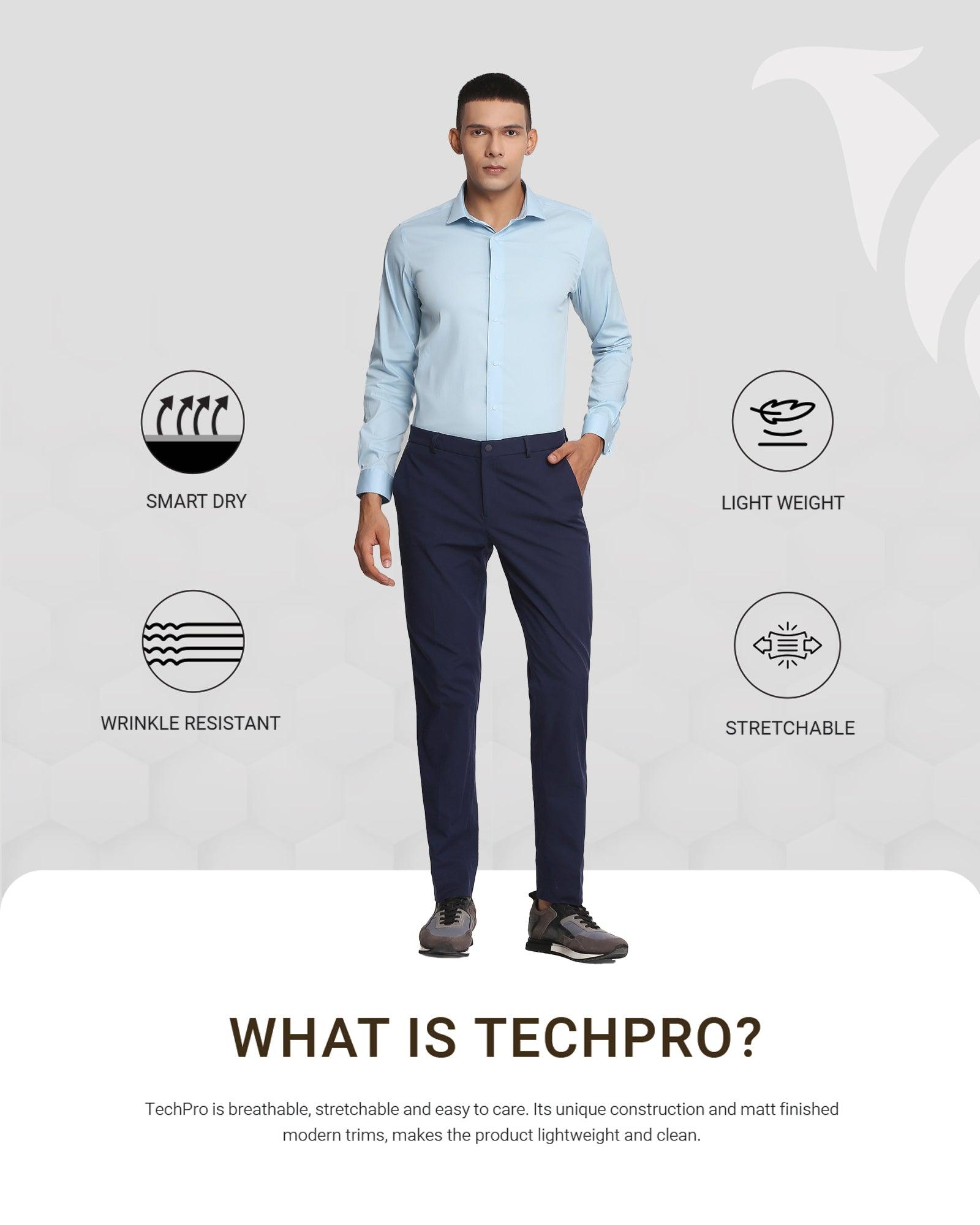 TechPro Formal Blue Solid Shirt - Cloud