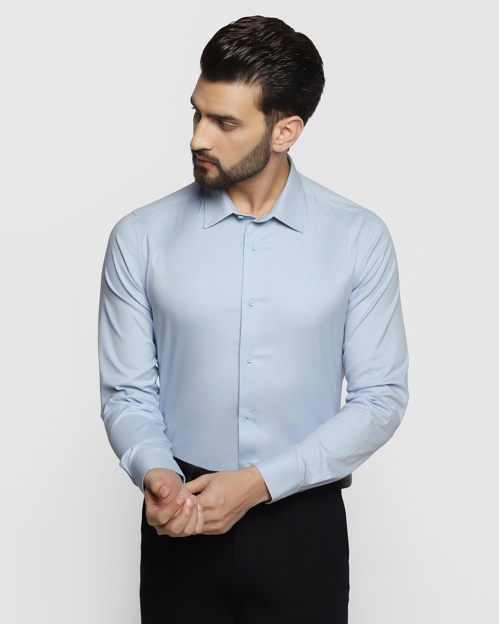 TechPro Formal Blue Solid Shirt - Tartan