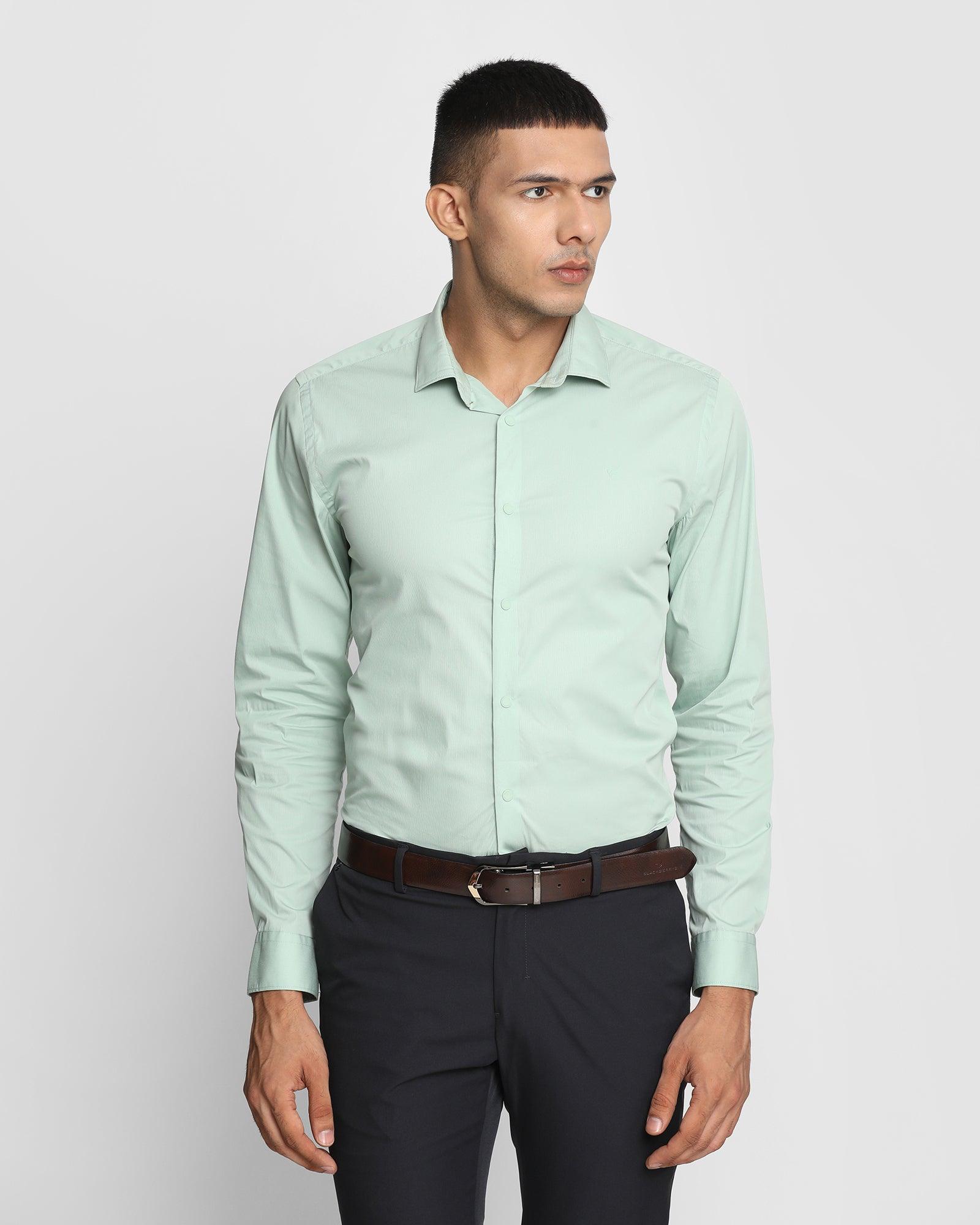 TechPro Formal Green Solid Shirt - Cloud