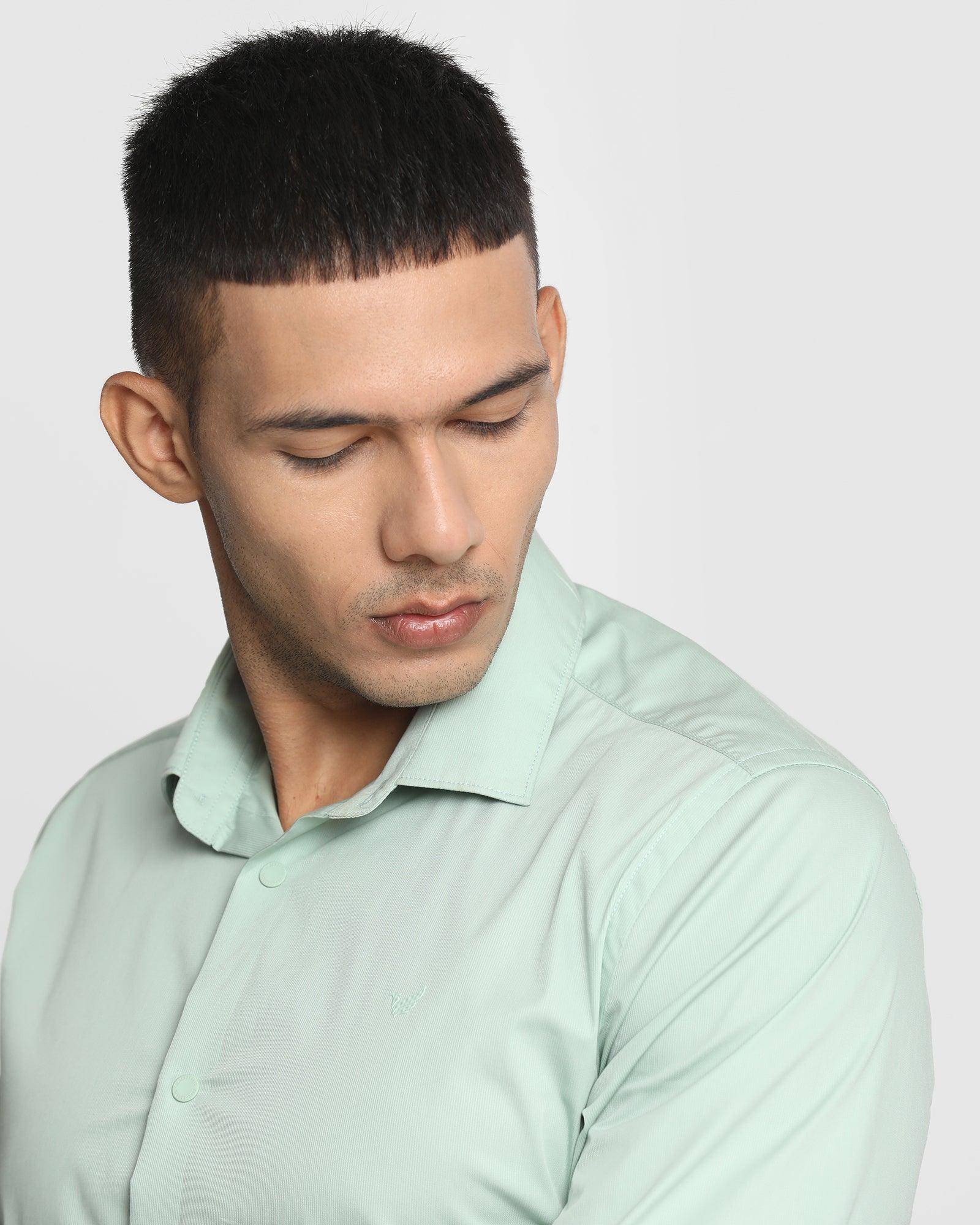 TechPro Formal Green Solid Shirt - Cloud
