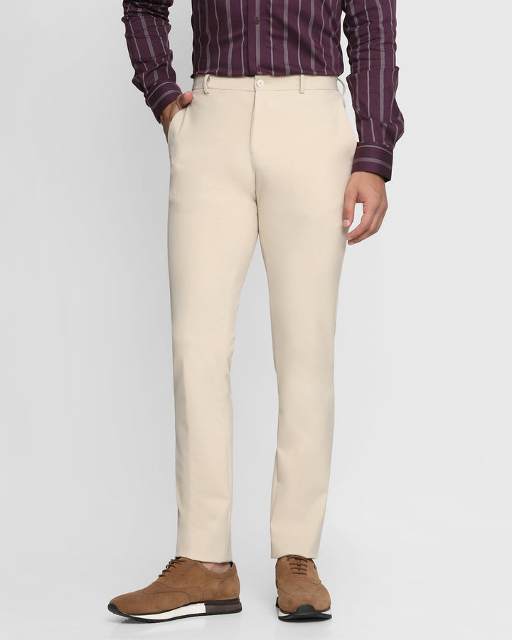 TechPro Slim Fit B-91 Formal Beige Solid Trouser - Ashley