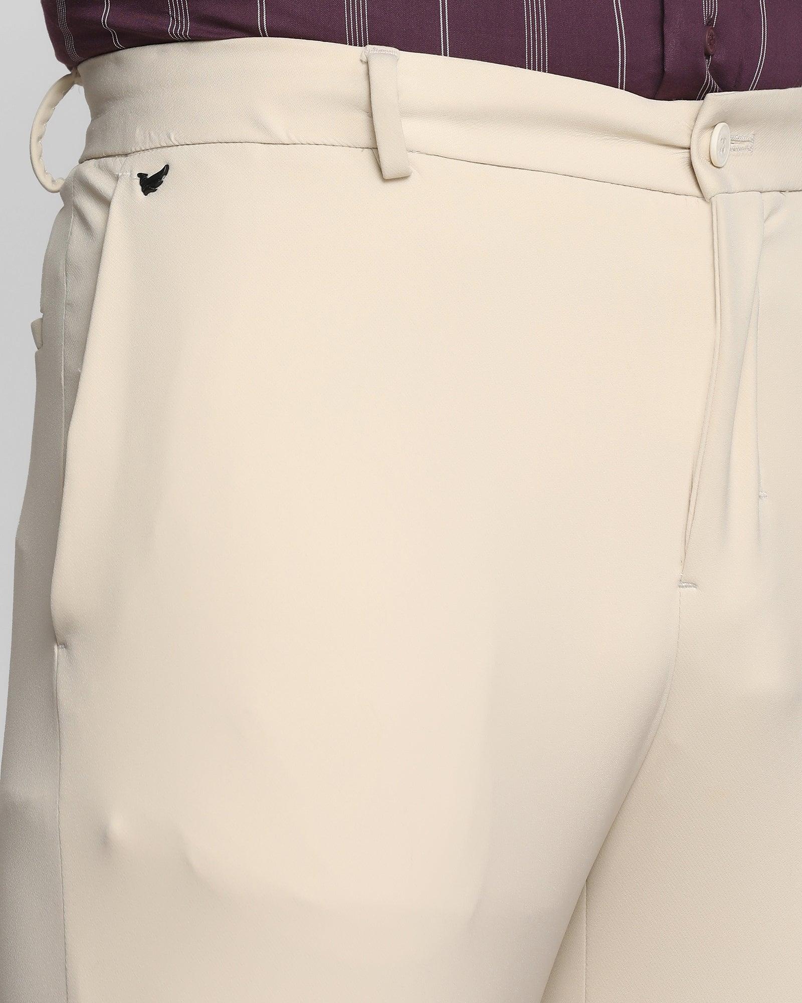 TechPro Slim Fit B-91 Formal Beige Solid Trouser - Ashley
