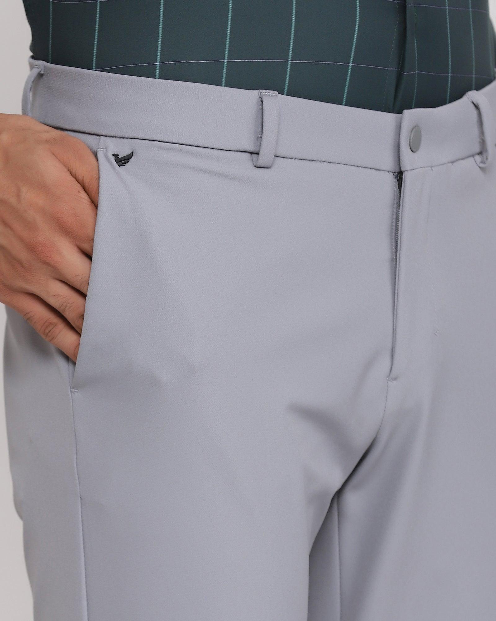 TechPro Slim Fit B-91 Formal Grey Solid Trouser - Ashley