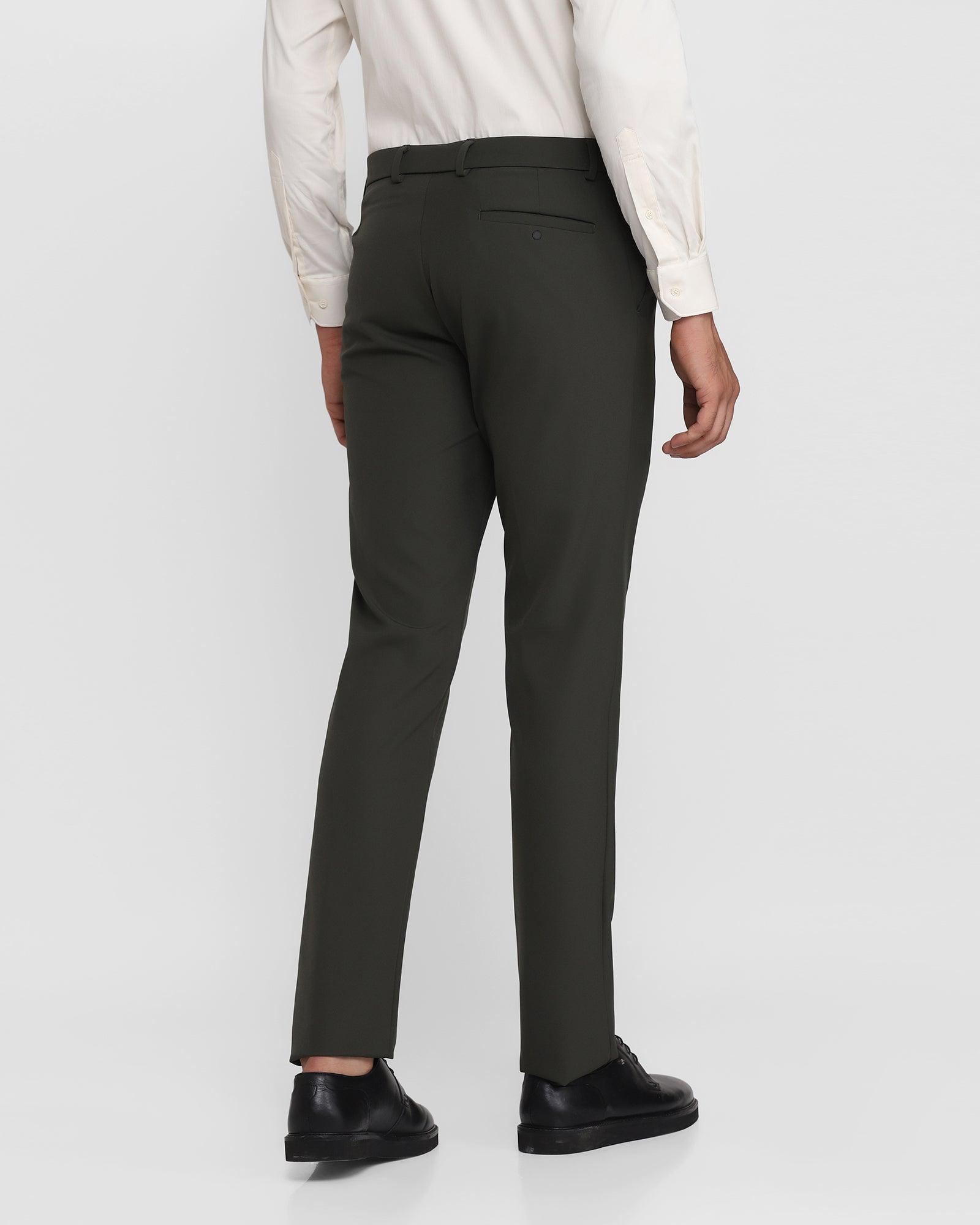 TechPro Slim Fit B-91 Formal Olive Solid Trouser - Ashley