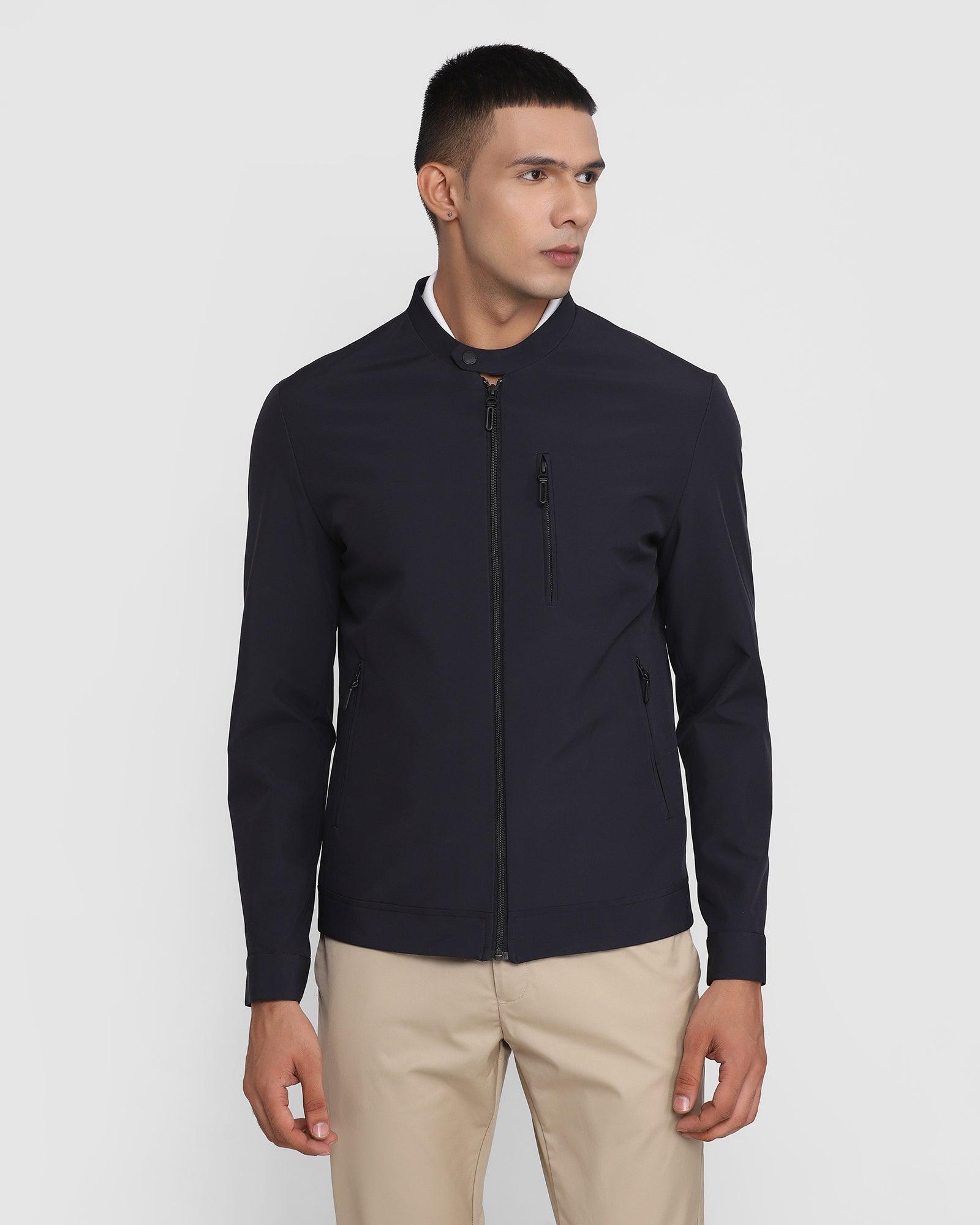 TechPro Solid Formal Zipper Jacket In Navy (Tonik) - Blackberrys
