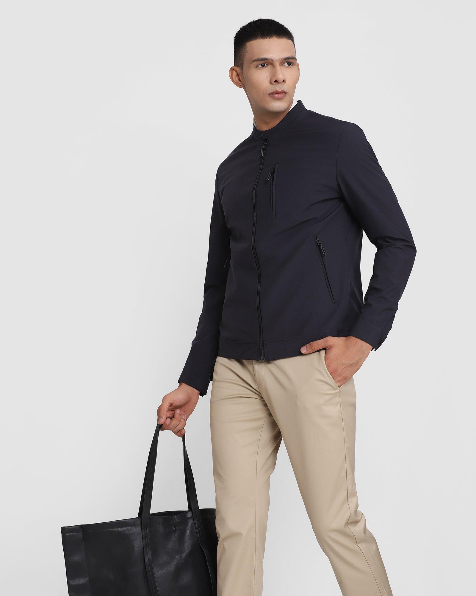 TechPro Solid Formal Zipper Jacket In Navy (Tonik) - Blackberrys