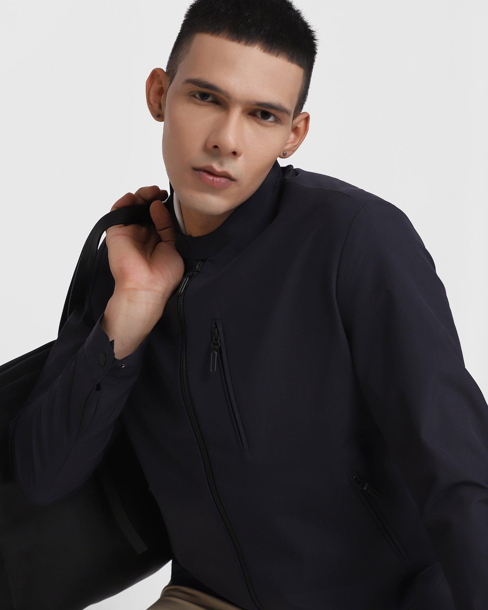 TechPro Solid Formal Zipper Jacket In Navy (Tonik) - Blackberrys