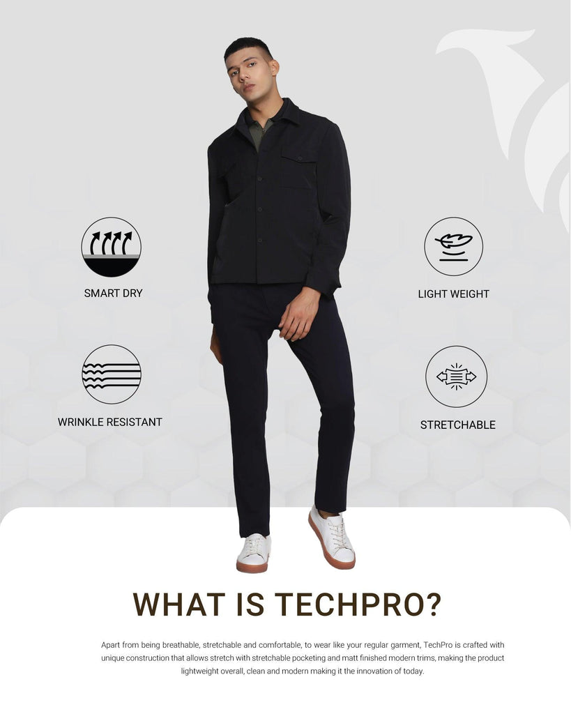 TechPro B5P Casual Black Solid Khakis - Fuji