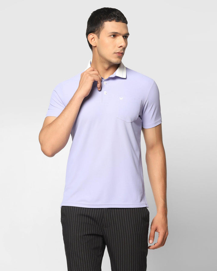 TechPro Polo Lilac Purple Solid T-Shirt - Susan