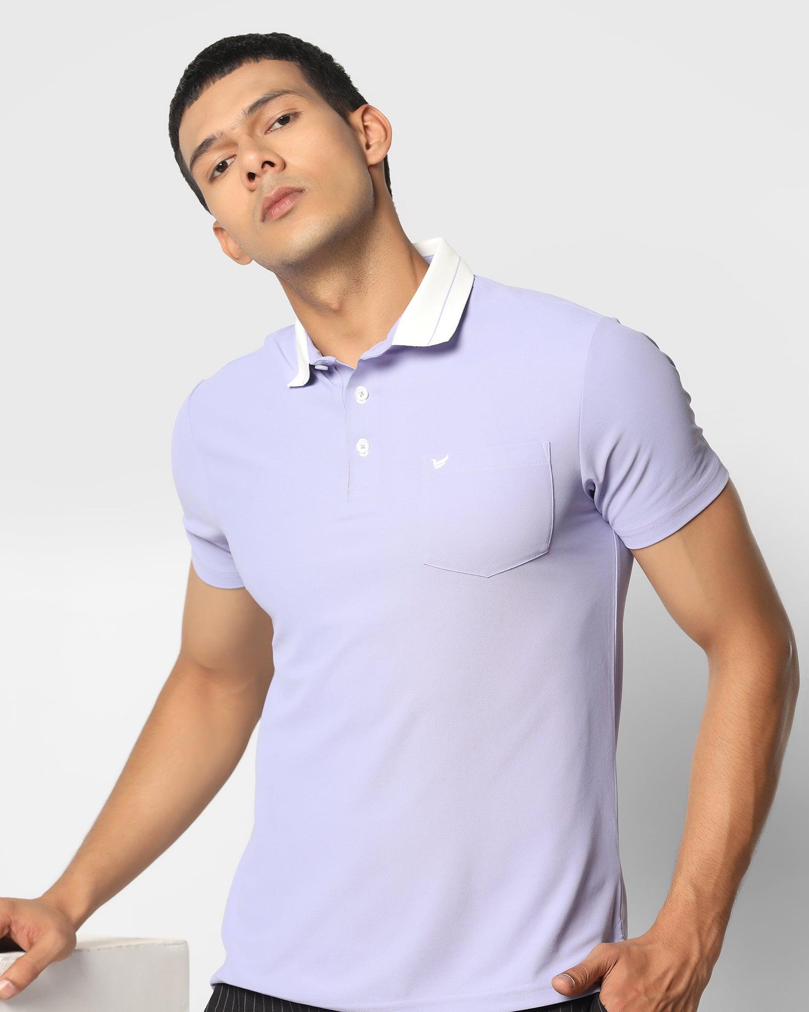 TechPro Polo Lilac Purple Solid T Shirt - Susan