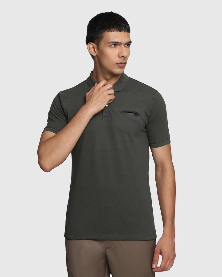 TechPro Polo Olive Solid T-Shirt - Luke