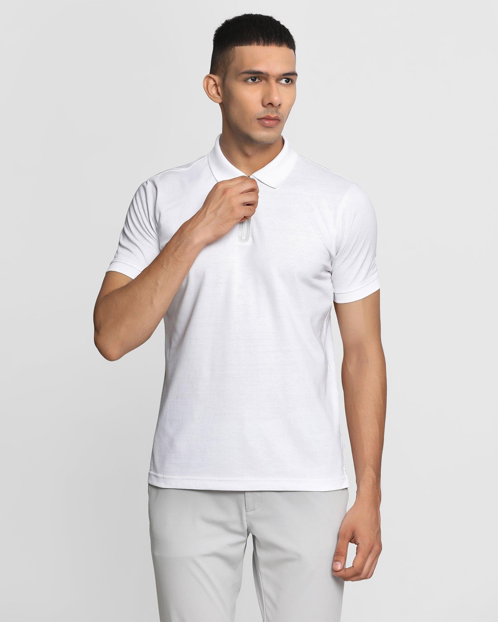 TechPro Polo White Solid T Shirt - Noah