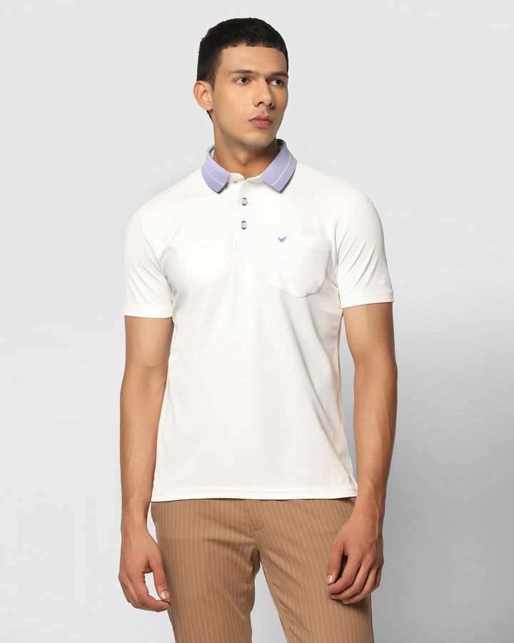 TechPro Polo White Solid T-Shirt - Susan