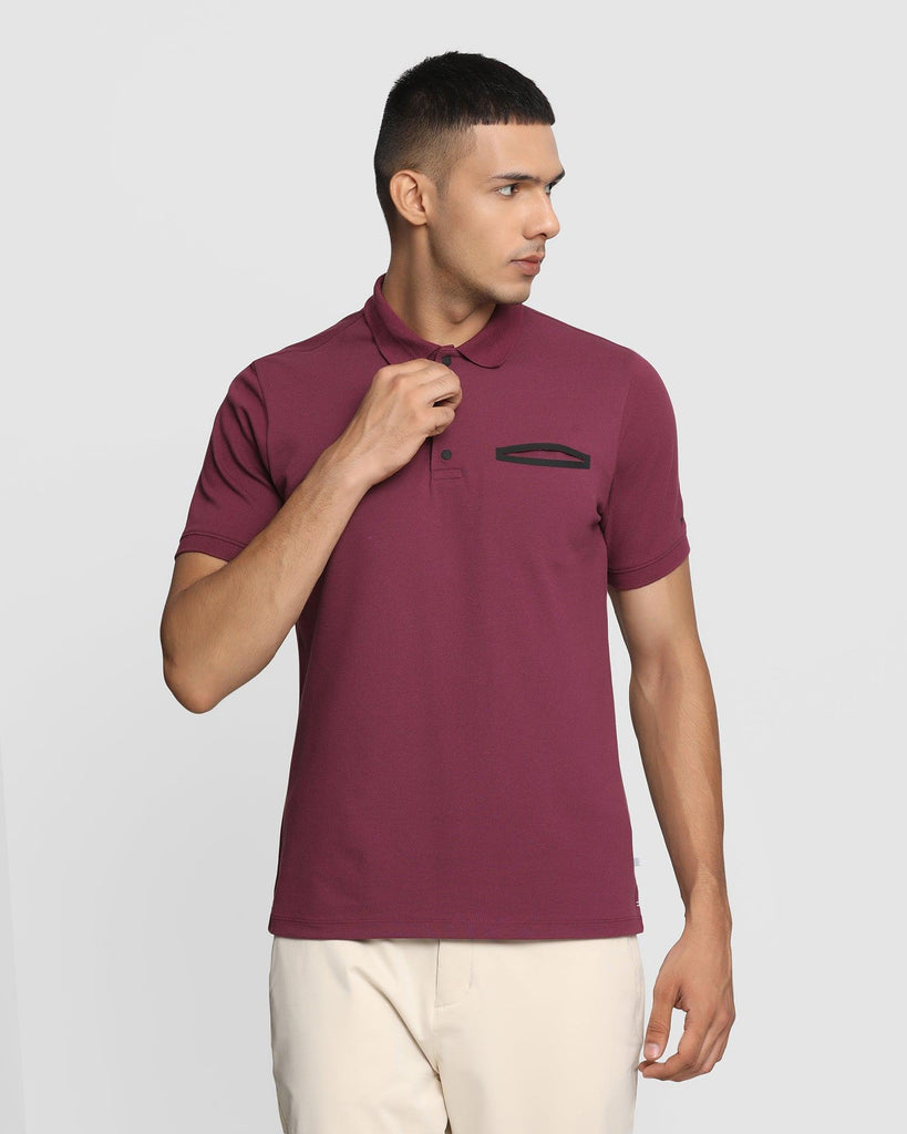 TechPro Polo Washed Wine Solid T-Shirt - Luke