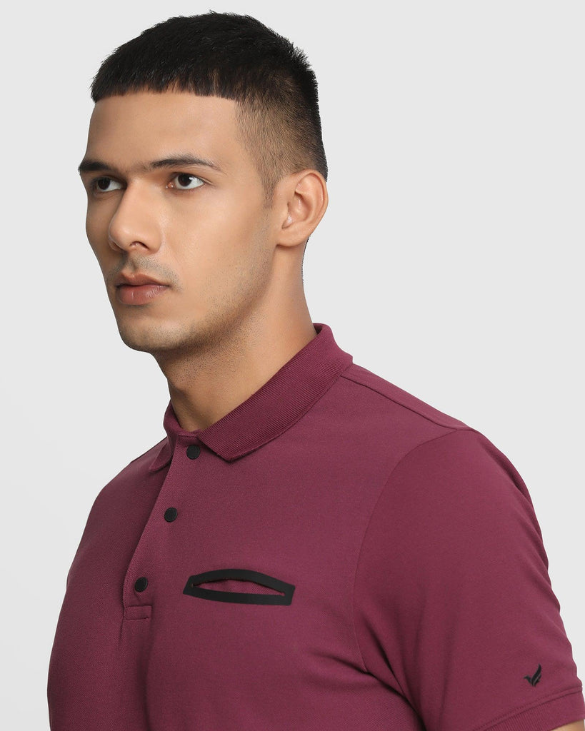 TechPro Polo Washed Wine Solid T-Shirt - Luke