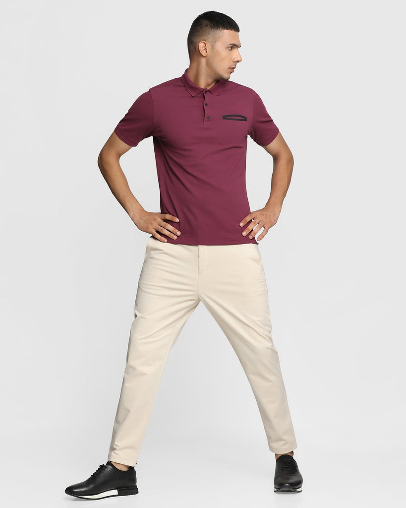 TechPro Polo Washed Wine Solid T-Shirt - Luke