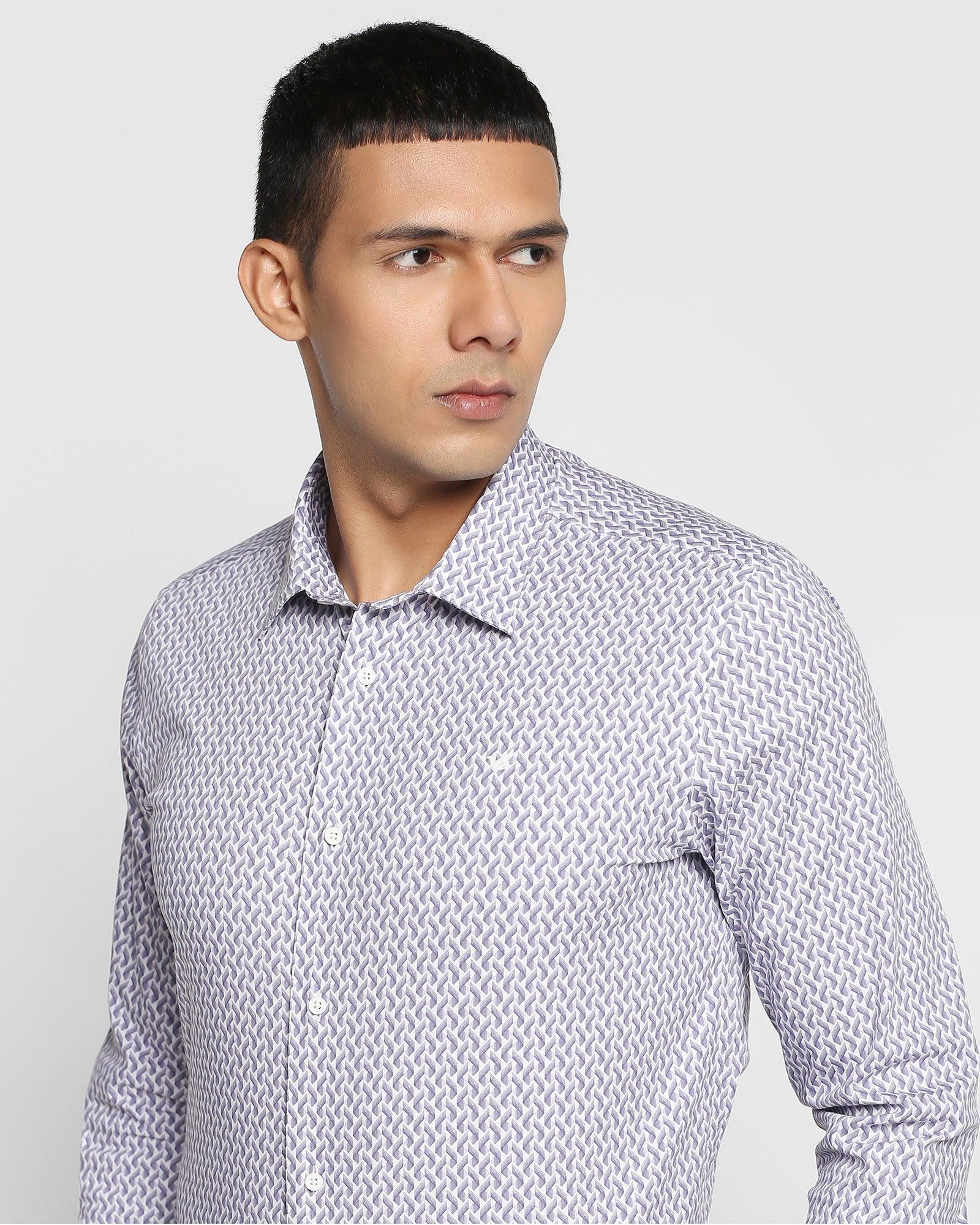 TechPro Formal Lilac Printed Shirt - Wellinger