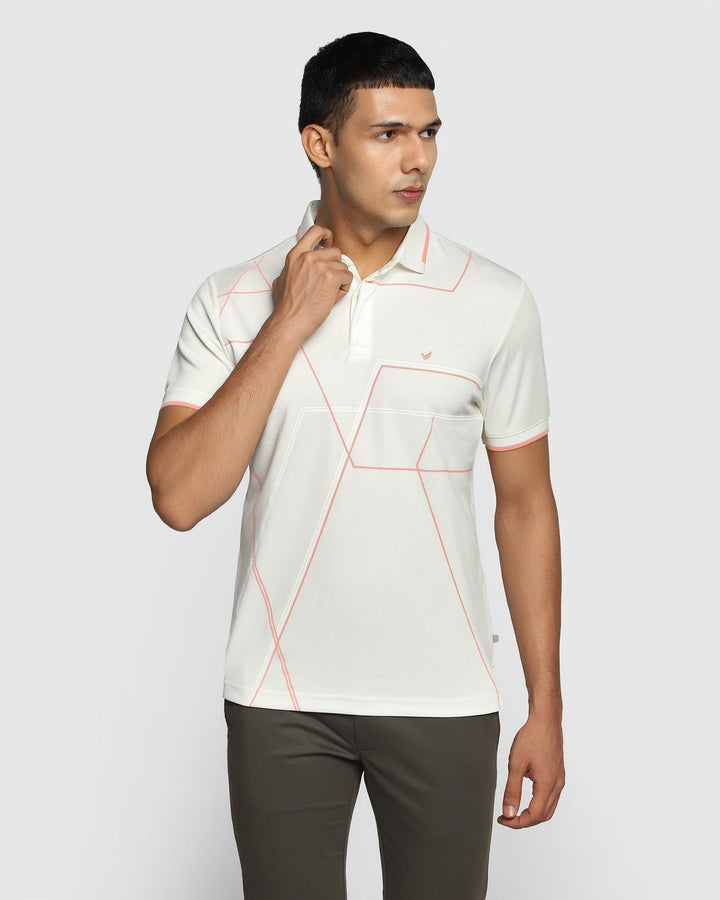 TechPro Polo Ivory White Printed T-Shirt - Cross