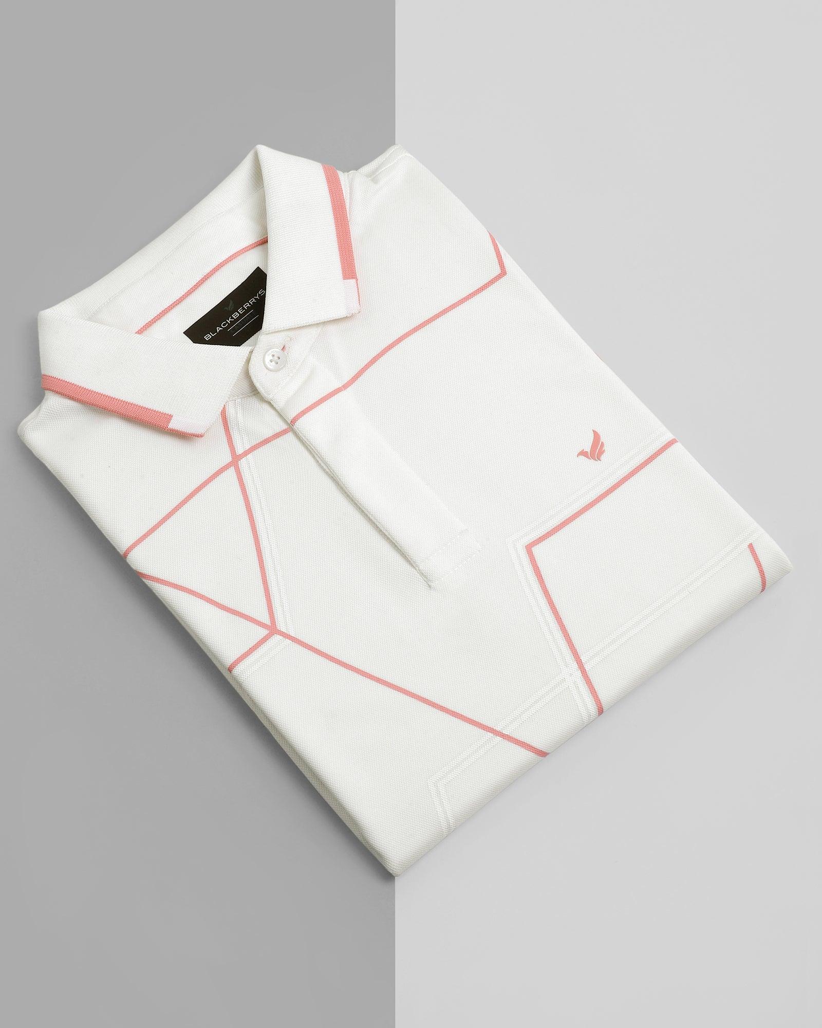 TechPro Polo Ivory White Printed T Shirt - Cross