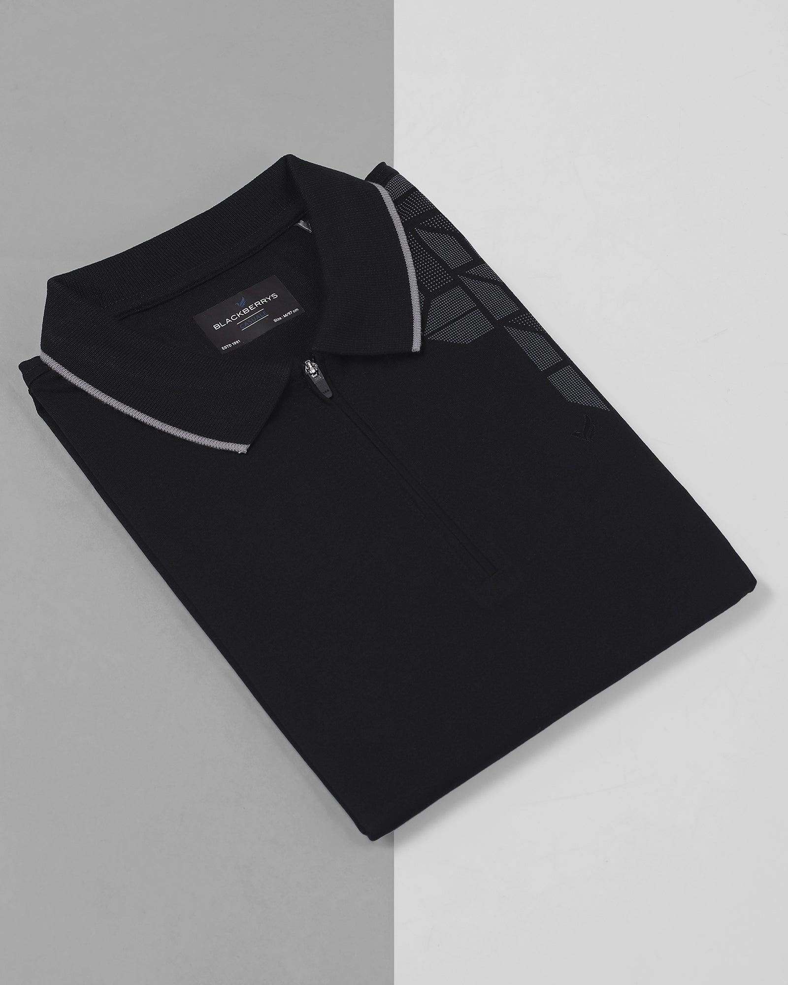 TechPro Polo Jet Black Printed T Shirt - Jack