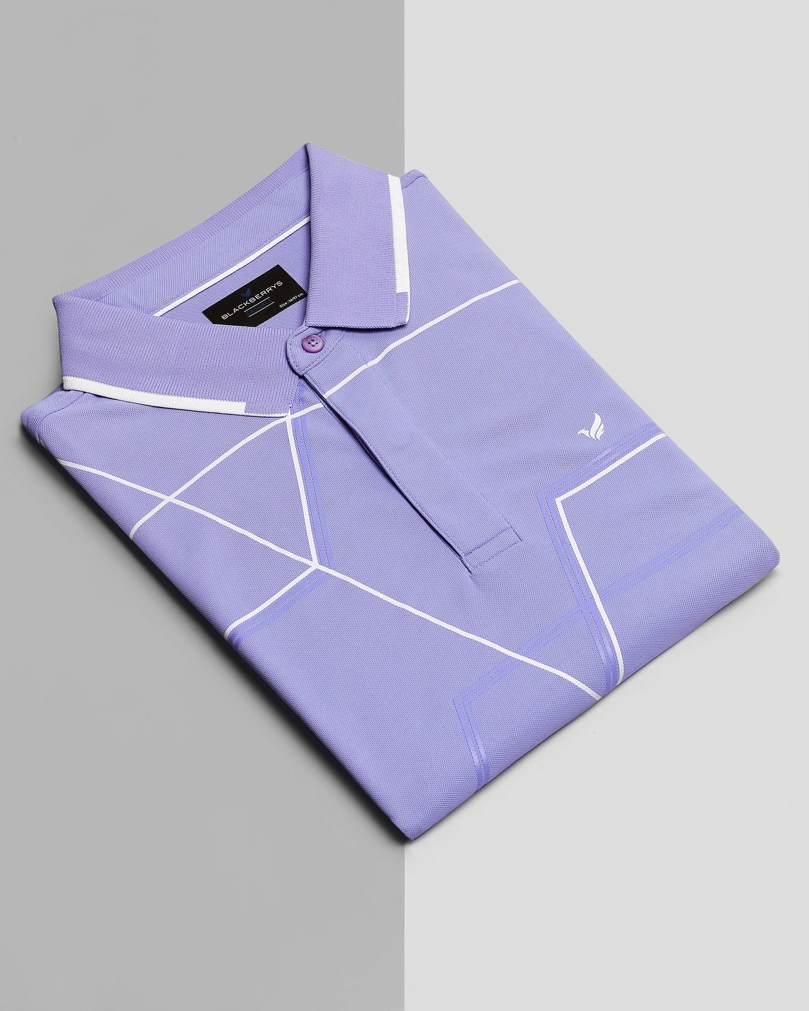 TechPro Polo Lilac Purple Printed T Shirt - Cross