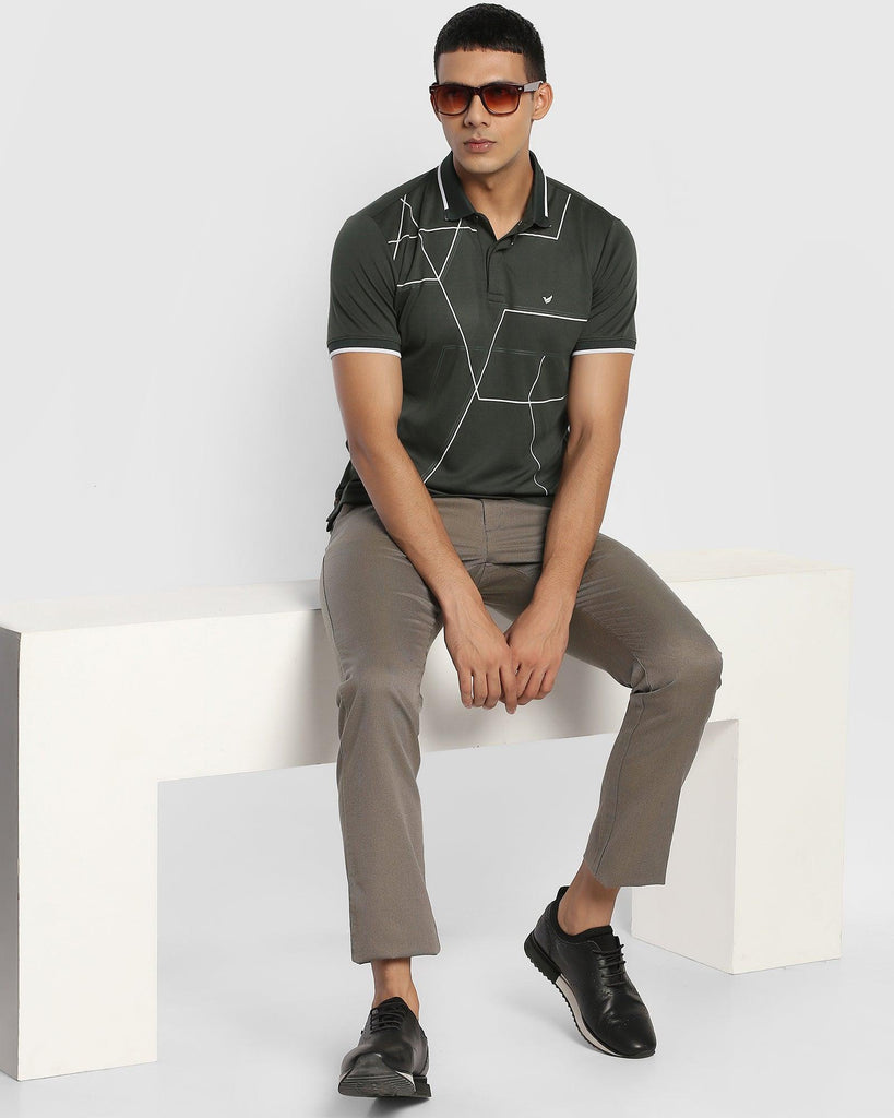 TechPro Polo Olive Printed T-Shirt - Cross