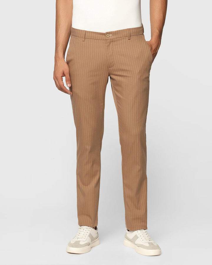 TechPro Slim Fit B-91 Casual Beige Striped Khakis - Mos