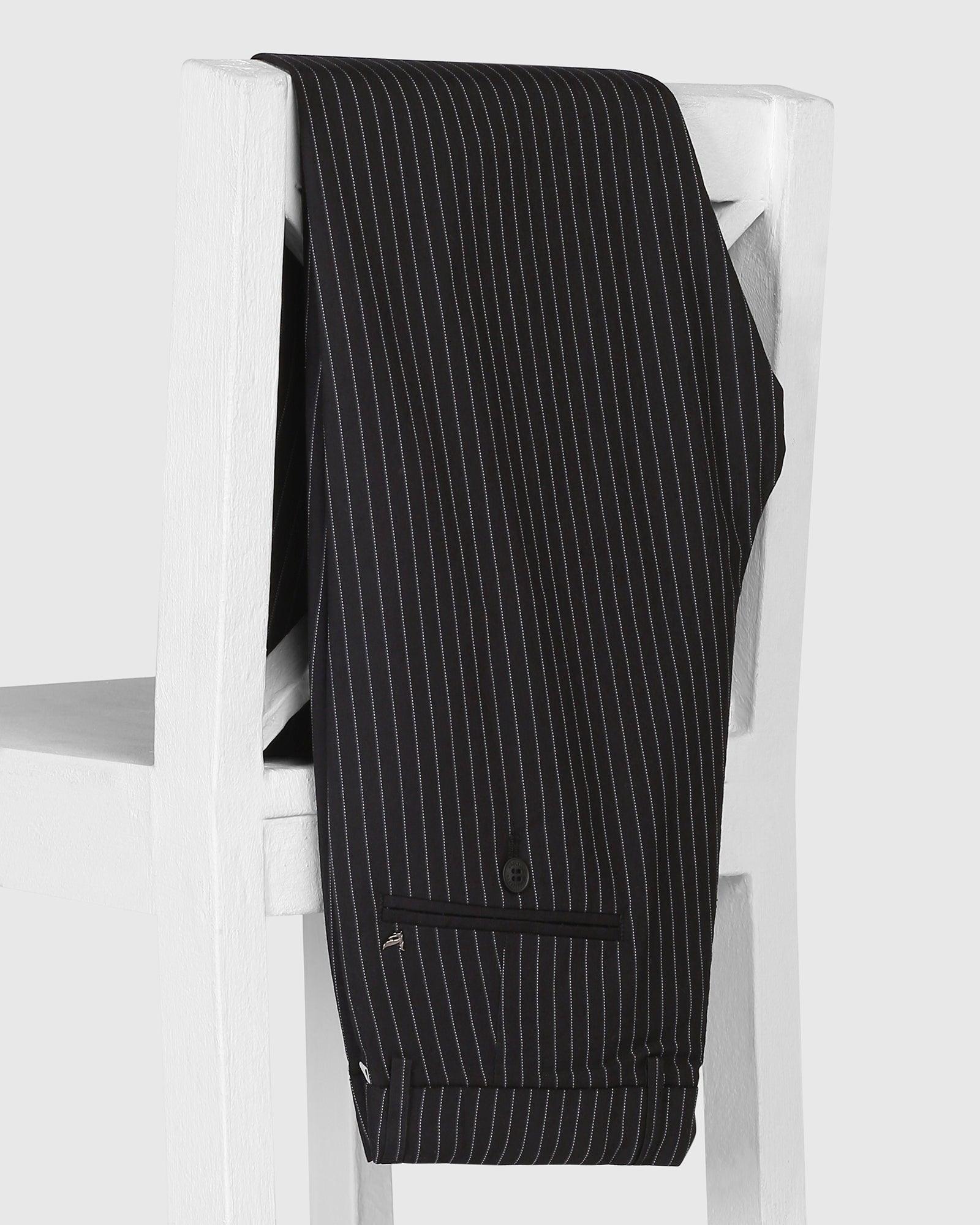 TechPro Slim Fit B-91 Casual Black Striped Khakis - Mos