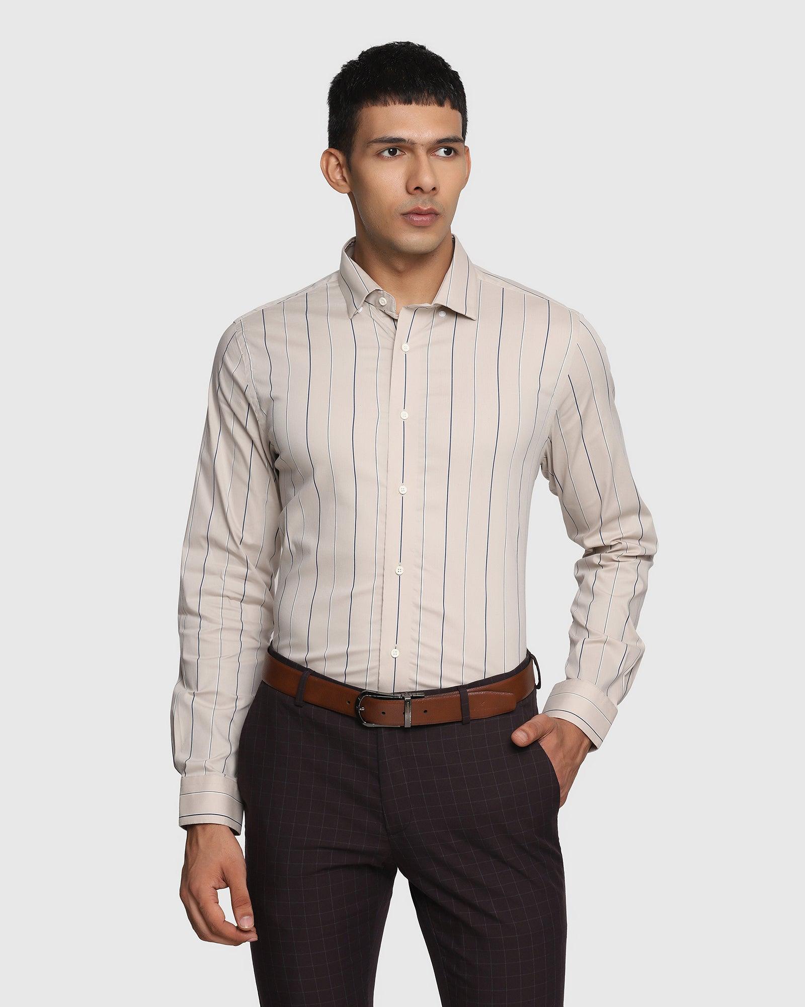 TechPro Formal Beige Striped Shirt - Carson