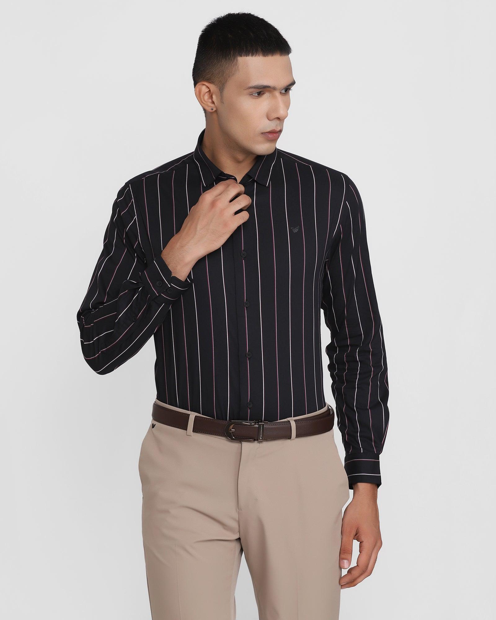TechPro Formal Black Striped Shirt - Larsen