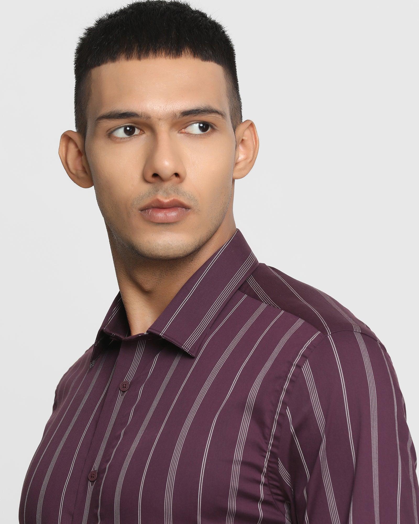TechPro Formal Plum Striped Shirt - Hobbs