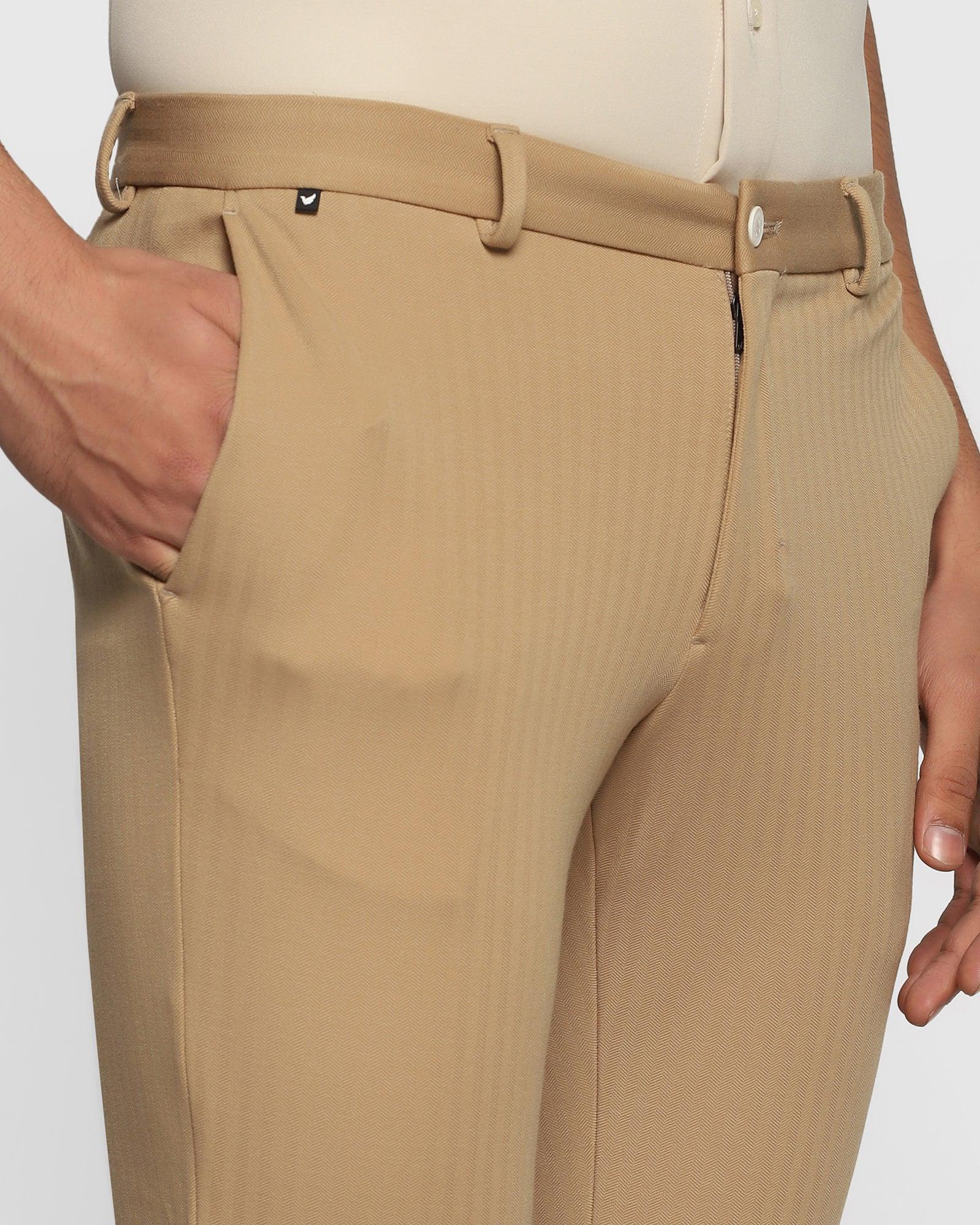 TechPro Slim Fit B-91 Formal Beige Striped Trouser - Aiden