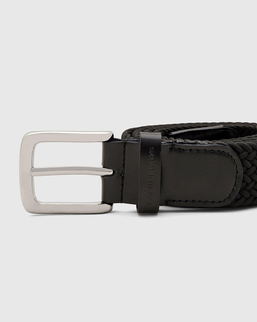 Elastic Black Textured Belt - Salyer