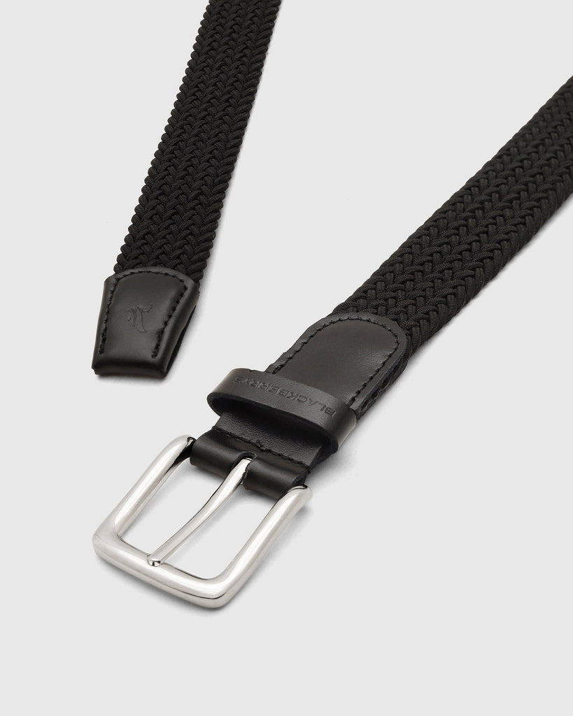 Elastic Black Textured Belt - Salyer