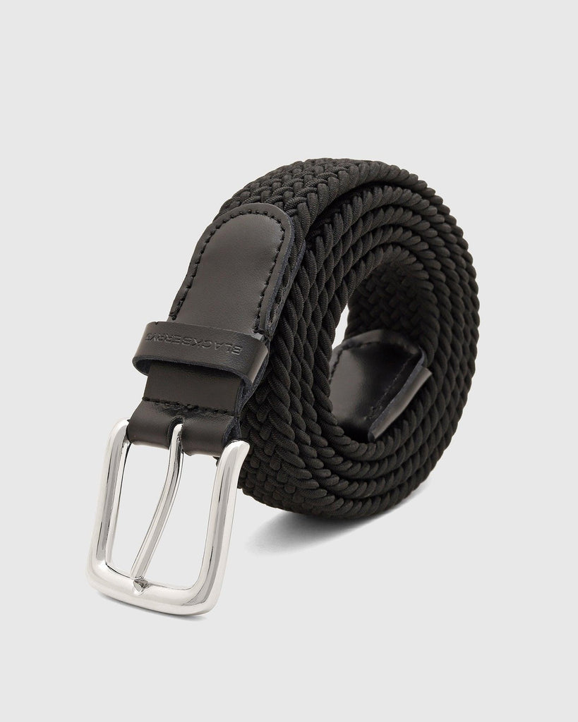 Elastic Black Textured Belt - Salyer