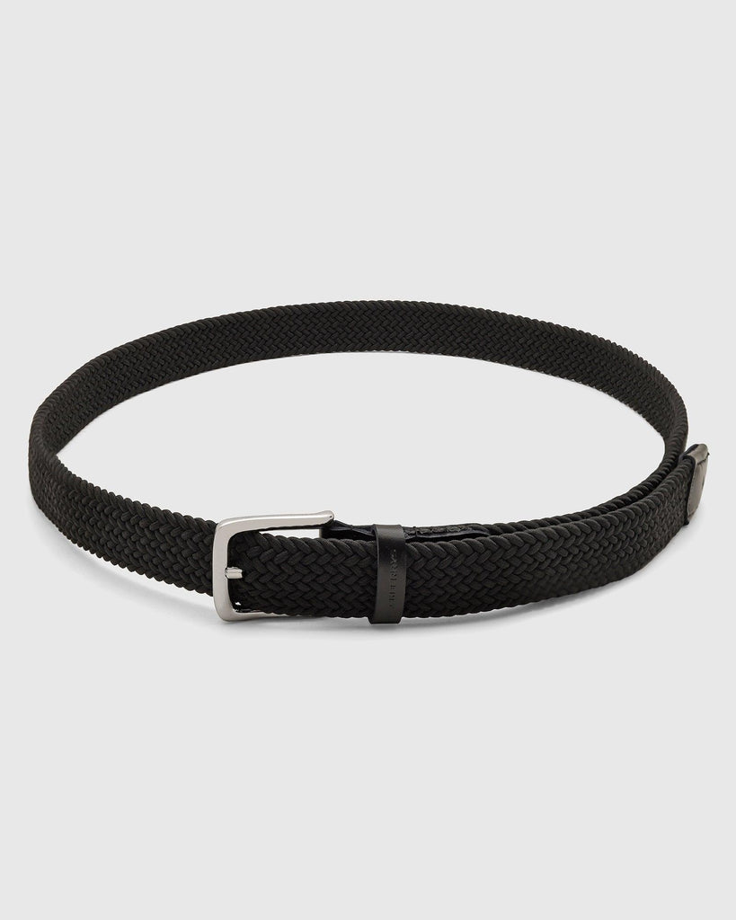 Elastic Black Textured Belt - Salyer