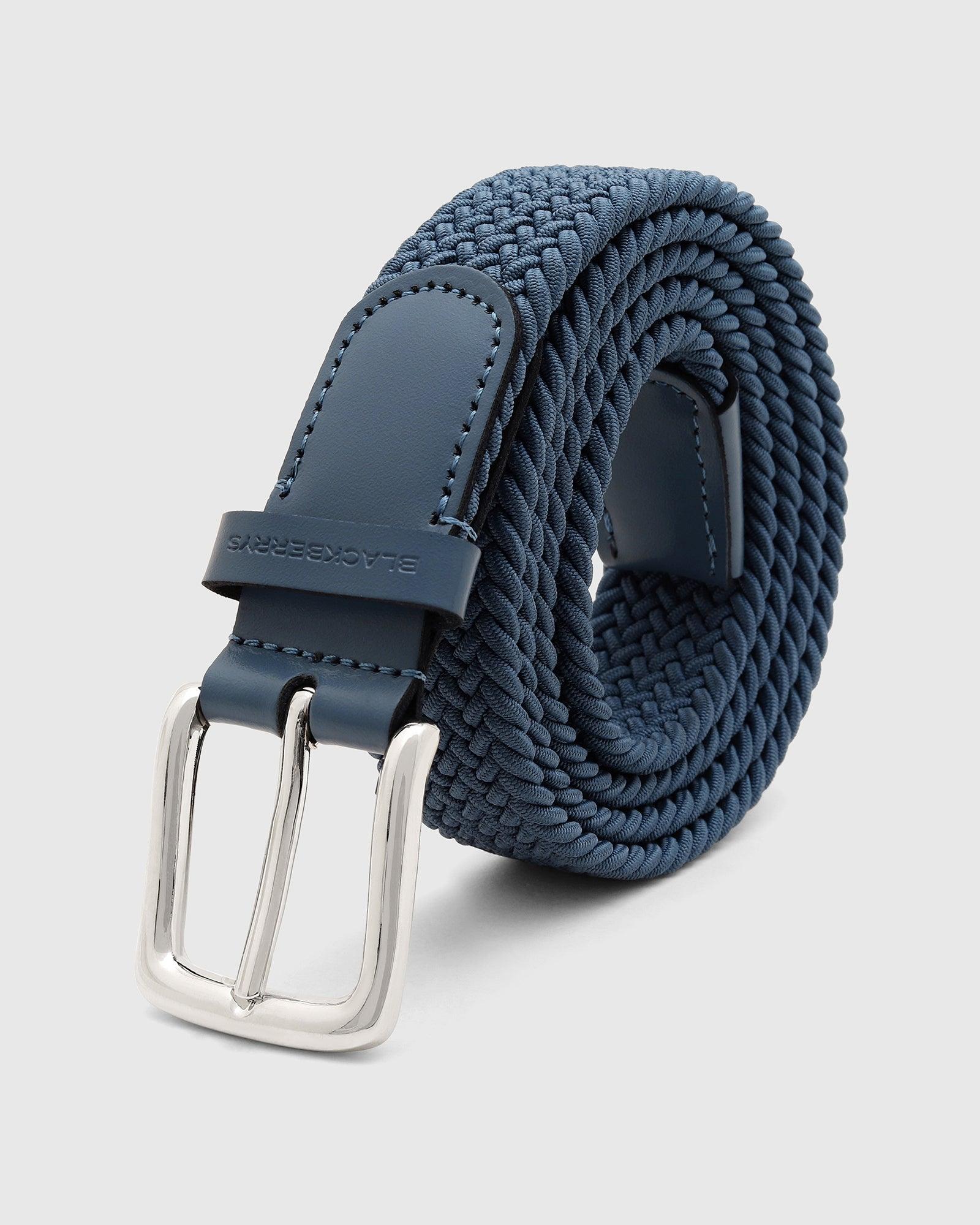 Elastic Blue Textured Belt - Salyer