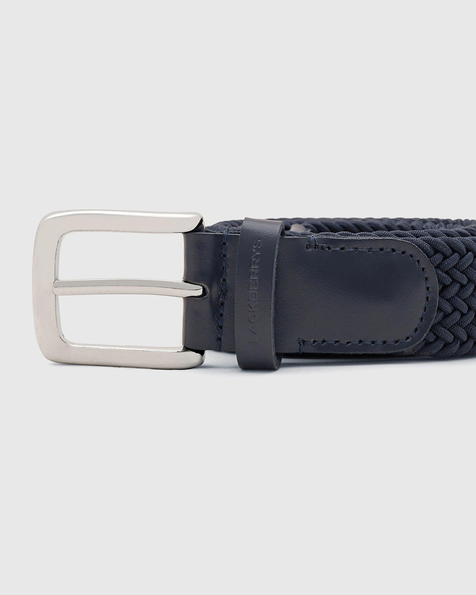 Elastic Navy Textured Belt - Salyer