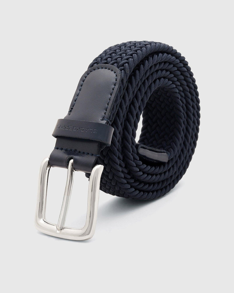 Elastic Navy Textured Belt - Salyer