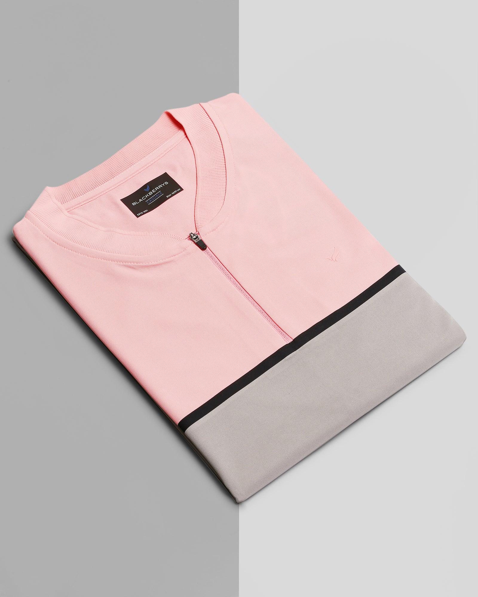 TechPro Henley Collar Pink Textured T Shirt - Bond
