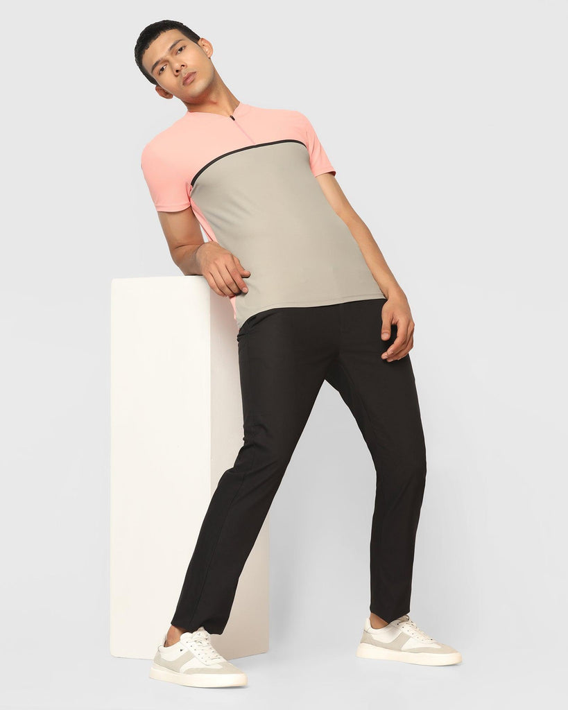 TechPro Henley Collar Pink Textured T-Shirt - Bond